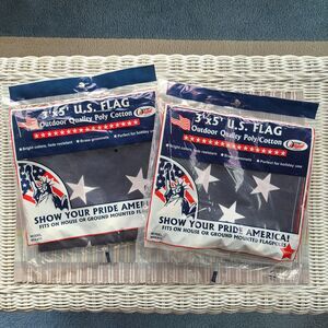 Olympus U.S. Flag Set Of Two 3' x 5' Outdoor Quality Poly Cotton Patriotic Decor